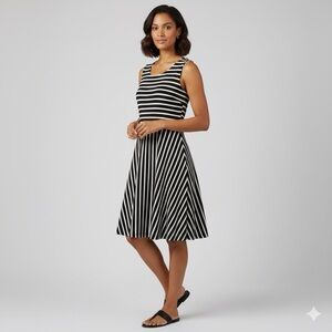 Old navy black and white Stripped Dress Size L/G